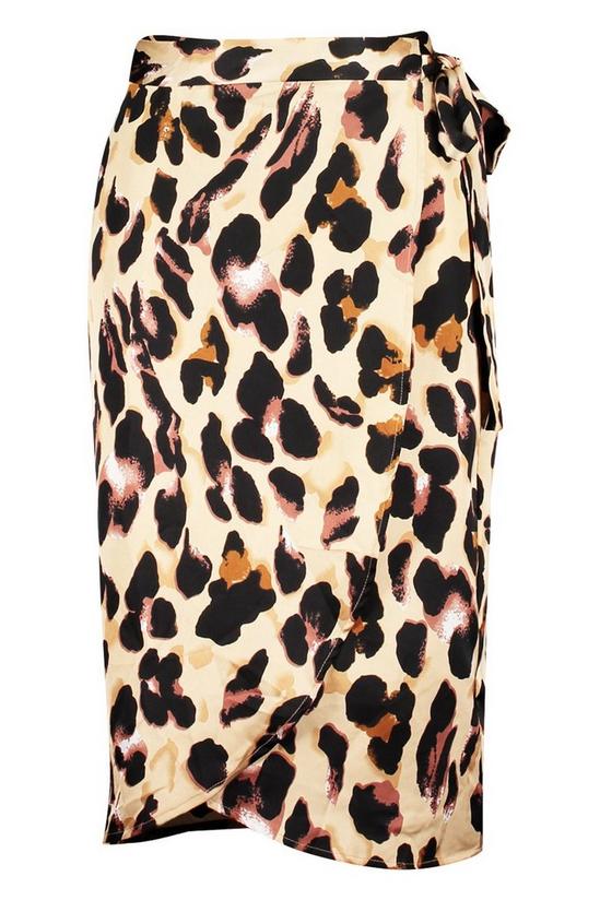 boohoo Leopard Print Satin Wrap Midi Skirt 3
