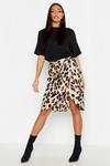 boohoo Leopard Print Satin Wrap Midi Skirt thumbnail 4