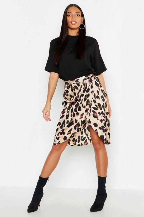 boohoo Leopard Print Satin Wrap Midi Skirt 4