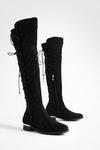 boohoo Bungee Lace Back Knee High Boots thumbnail 1