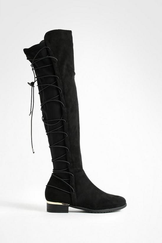 boohoo Bungee Lace Back Knee High Boots 2