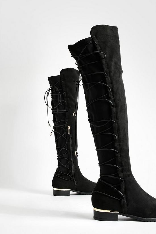 boohoo Bungee Lace Back Knee High Boots 3