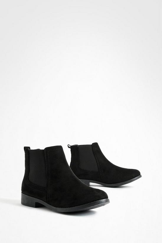 boohoo Wide Fit Suedette Flat Chelsea Boots 2