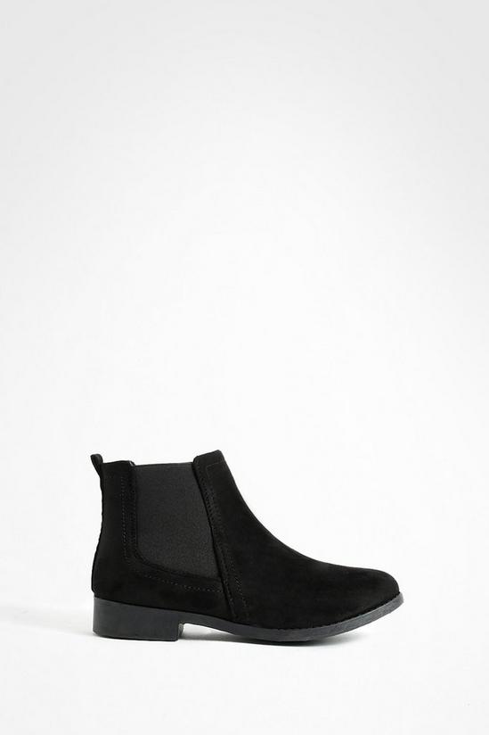 boohoo Wide Fit Suedette Flat Chelsea Boots 3