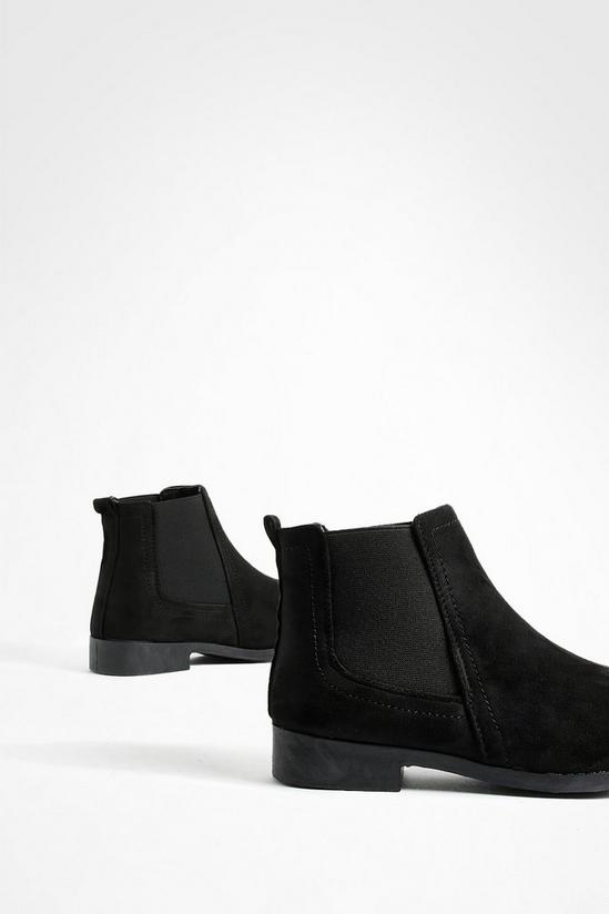boohoo Wide Fit Suedette Flat Chelsea Boots 4