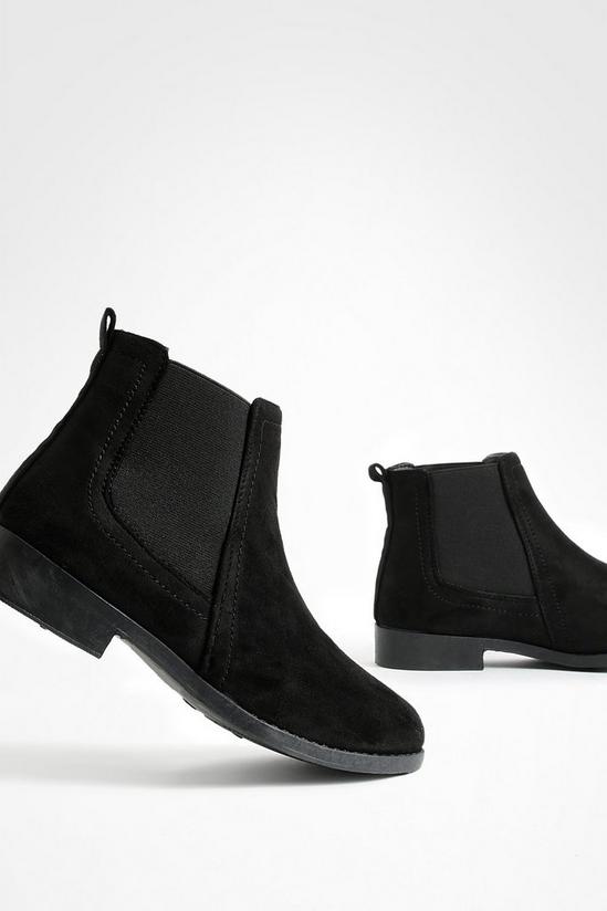 boohoo Wide Fit Suedette Flat Chelsea Boots 5