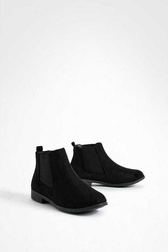 boohoo Suedette Flat Chelsea Boots 2