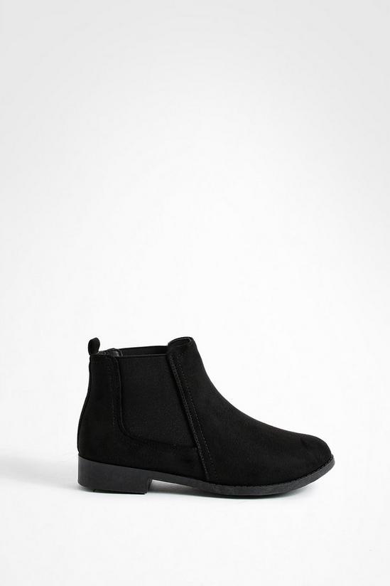 boohoo Suedette Flat Chelsea Boots 3