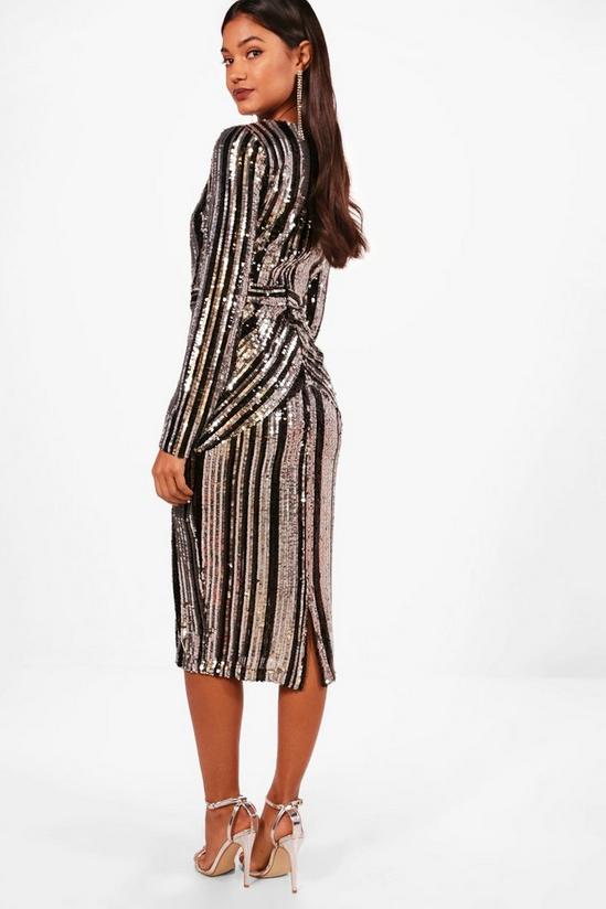 boohoo Boutique Lara Stripe Sequin Midi Party Dress 2