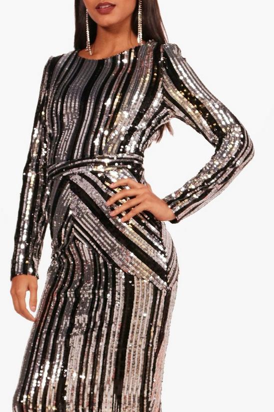 boohoo Boutique Lara Stripe Sequin Midi Party Dress 4