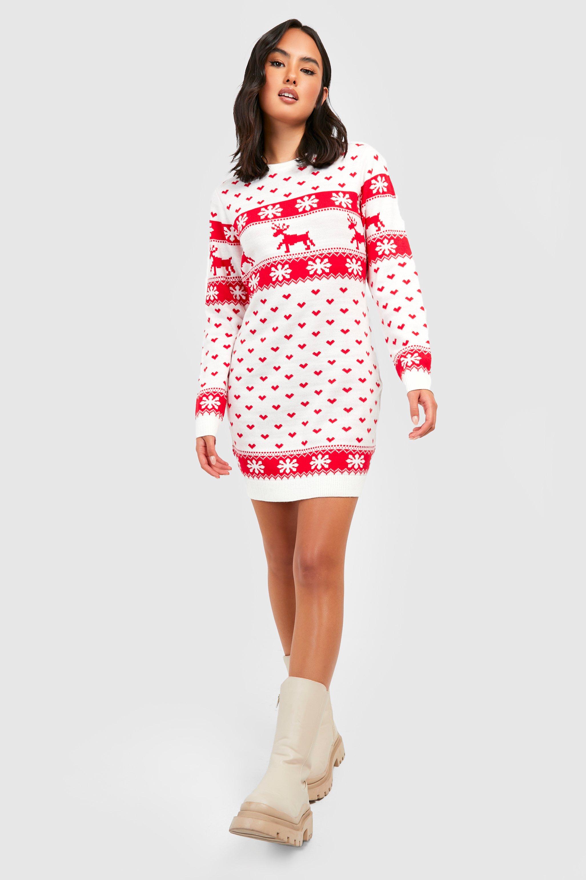 Reindeers And Snowflake Christmas Jumper Dress