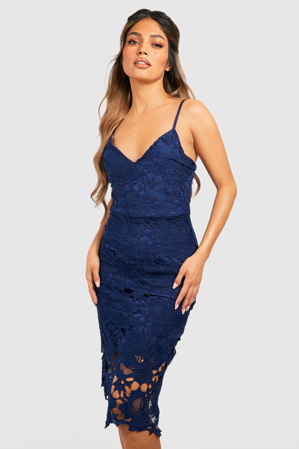 Boutique Crochet Lace Strappy Midi Dress