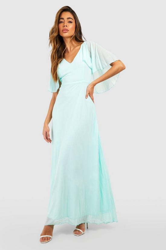 boohoo Chiffon Cape Sleeve Maxi Bridesmaid Dress 1