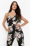 boohoo Floral Print Cami Wrap Strappy Jumpsuit thumbnail 4