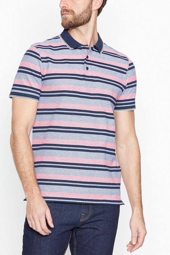 Maine Short Sleeve Striped Polo Shirt 1