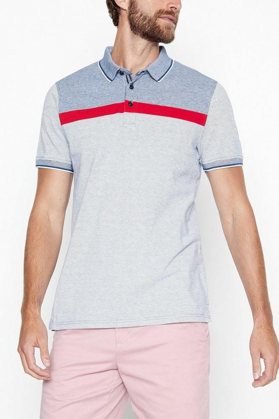 Maine Short Sleeve Chest Stripe Polo Shirt 1