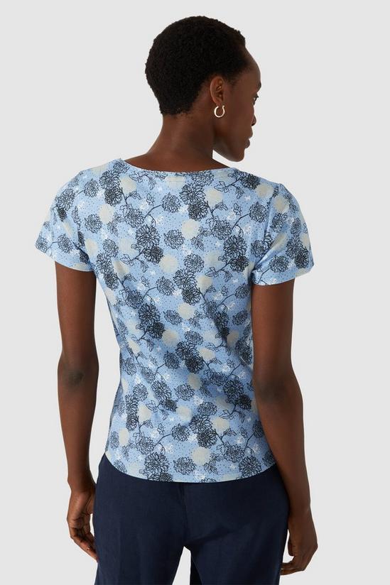 Maine Linear Floral Print Ruched Scoop Neck T-shirt 3