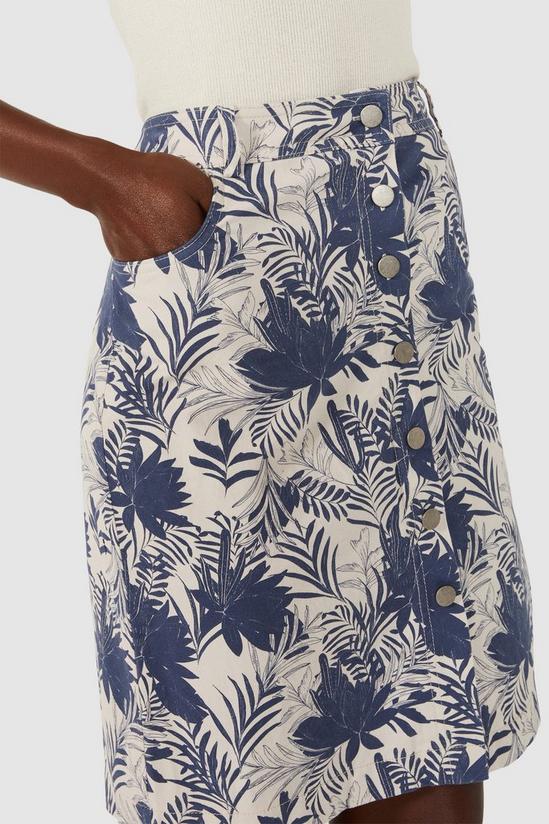 Maine Palm Leaf Print Button Through Skirt 2