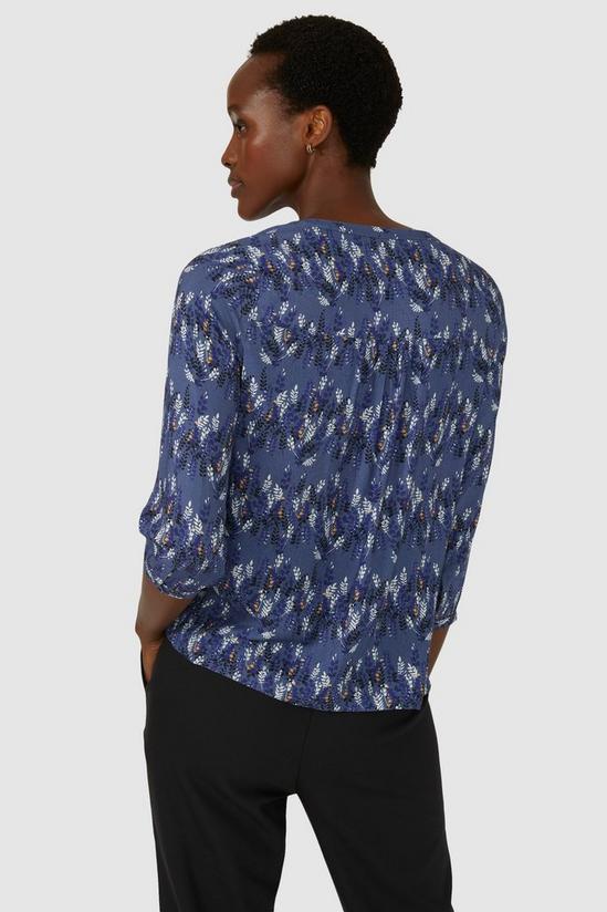Maine Leaf Print Pleated Notch Neck Top 3