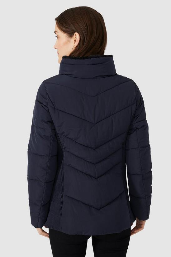 Maine Fur Trim Funnel Neck Quilted Faux Down Jacket 3