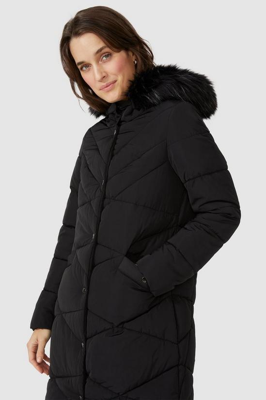 Maine Fur Hood Quilted Faux Down Coat 2