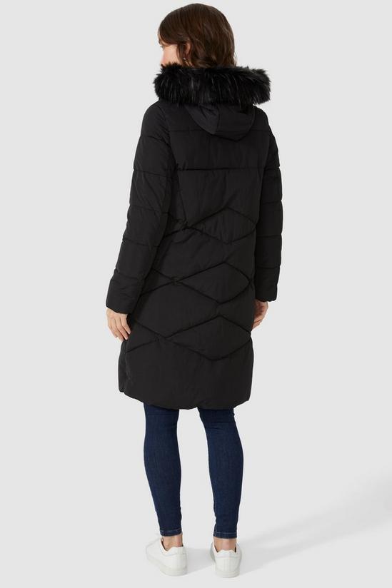 Maine Fur Hood Quilted Faux Down Coat 3