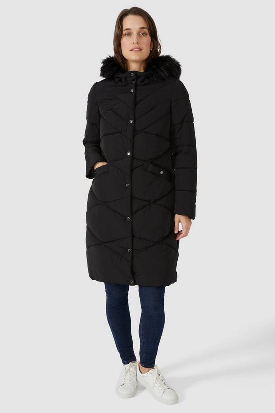 Maine Fur Hood Quilted Faux Down Coat 4