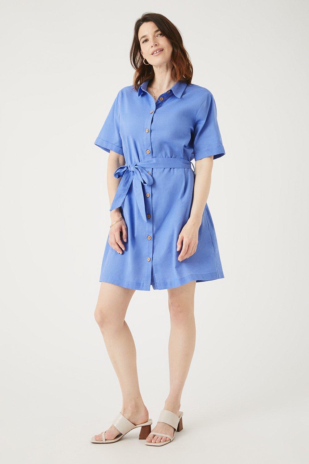 Blue Mini Shirt Dress