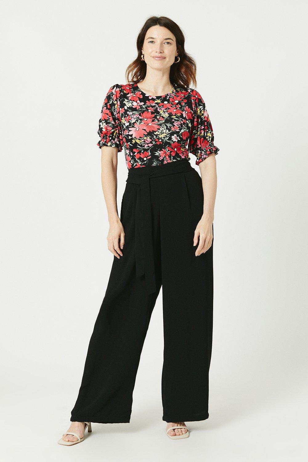 Trousers | Elasticated Back Tie Waist Wide Leg Trouser | Maine