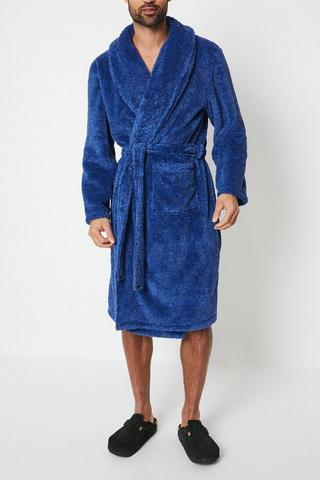 Product Shaggy Marl Shawl Collar Gown blue