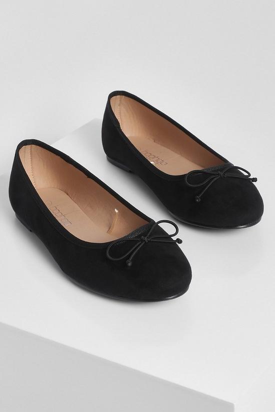 boohoo Wide Fit Faux Suede Round Toe Ballet Flats 3