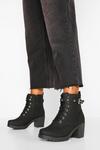 boohoo Wide Fit Buckle Lace Up Chunky Hiker Boots thumbnail 1