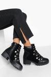 boohoo Wide Fit Contrast Lace Hiker Boots thumbnail 1