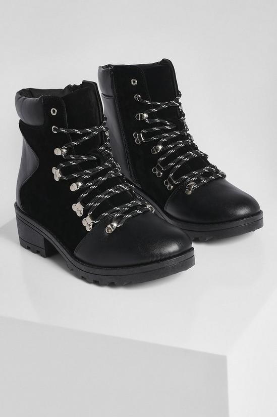 boohoo Wide Fit Contrast Lace Hiker Boots 3