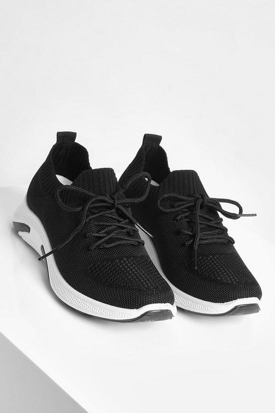 boohoo Wide Fit Basic Knitted Sports Trainers 1