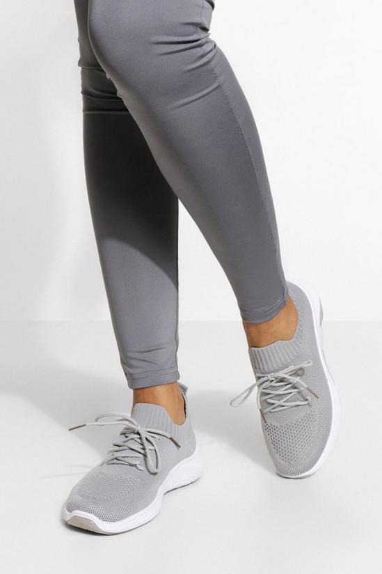 boohoo Wide Fit Basic Knitted Sports Trainers 1
