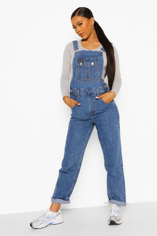 boohoo Roll Up Hem Relaxed Straight Leg Dungarees 3