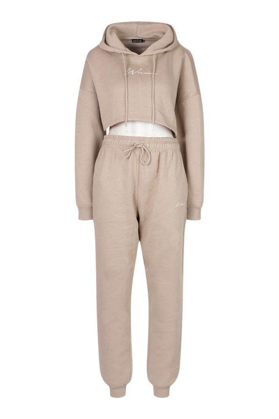 boohoo Woman Embroidered Cropped Tracksuit 5