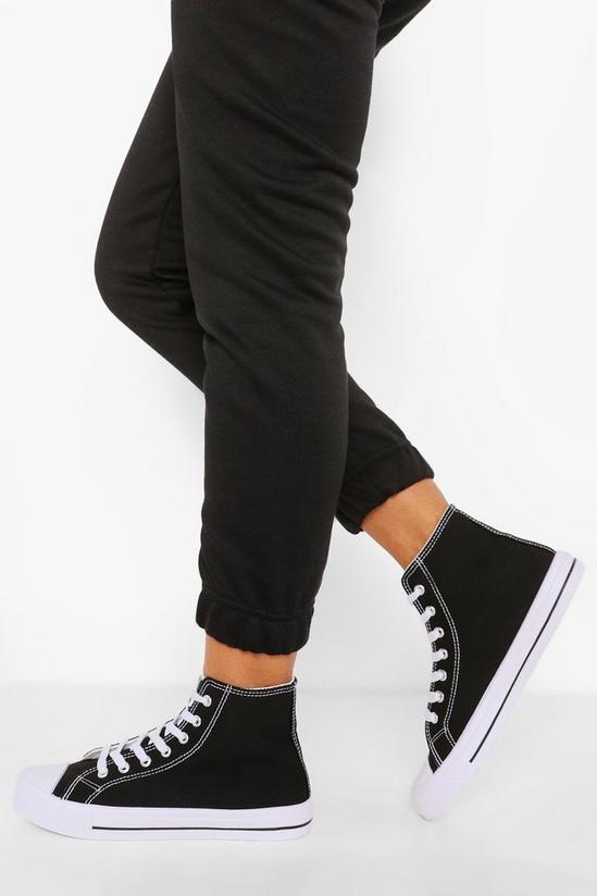 boohoo Wide Fit High Top Canvas Trainers 1