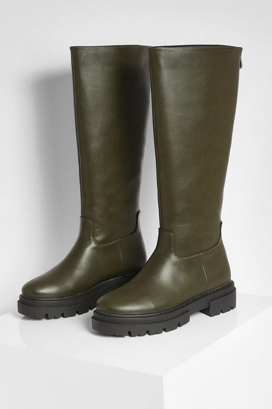 boohoo Wide Fit Chunky Pull On Knee High Boots 2