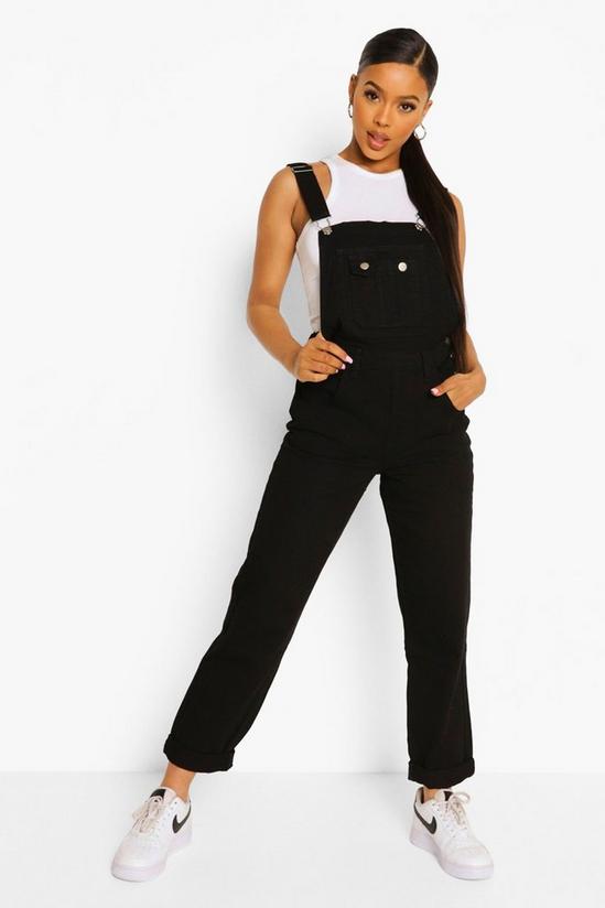 boohoo Roll Up Hem Relaxed Straight Leg Dungarees 1