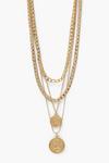 boohoo 4 Layer Double Drop Coin Chunky Necklace thumbnail 1