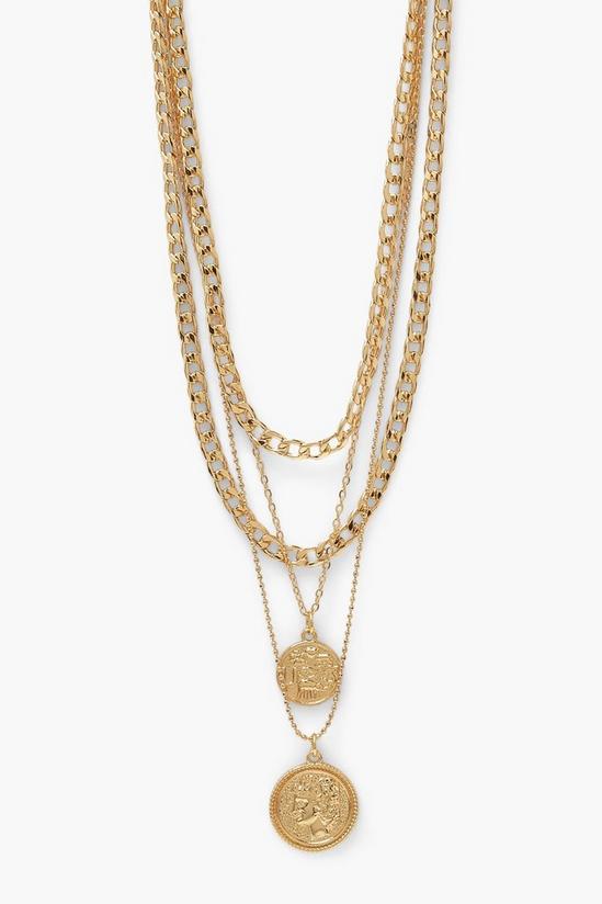 boohoo 4 Layer Double Drop Coin Chunky Necklace 1