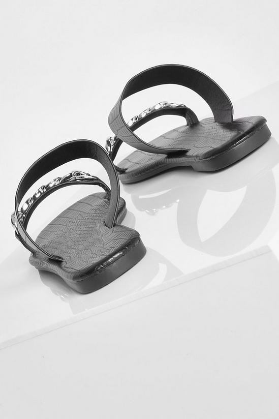 boohoo Wide Fit Chain Detail Double Strap Croc Mule 4