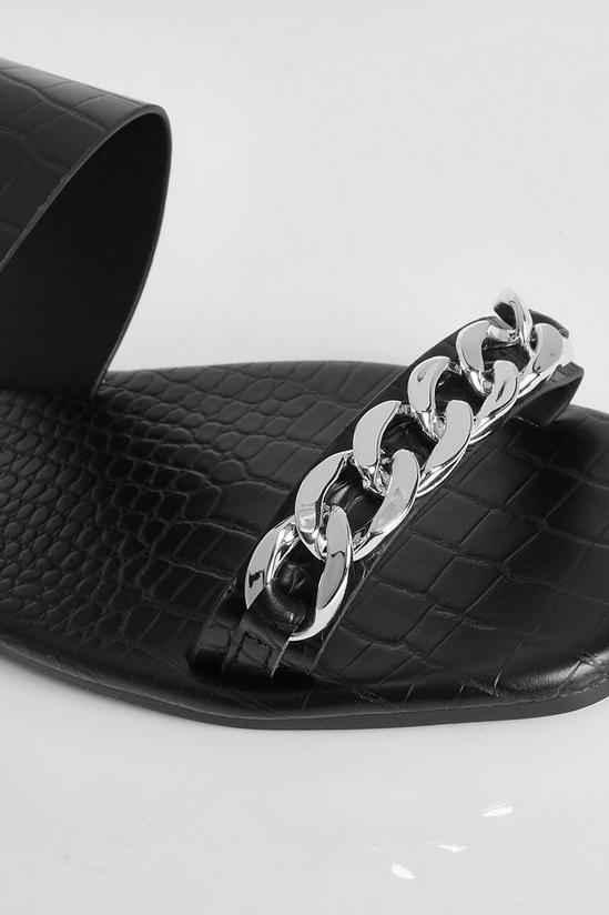 boohoo Wide Fit Chain Detail Double Strap Croc Mule 5