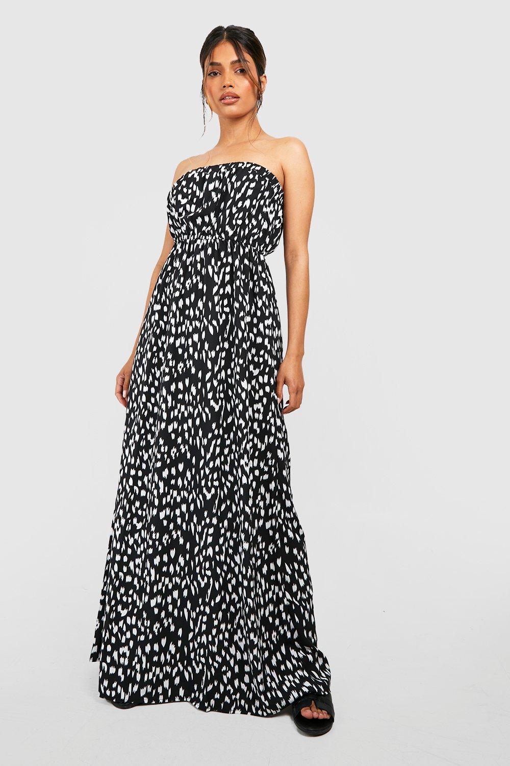 Leopard Bandeau Ruffle Maxi Dress