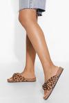 boohoo Suede Leopard Bow Detail Sandals thumbnail 1