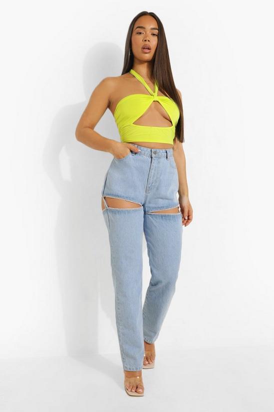 boohoo Straight Jeans With Cut Out Suspender Detail 1