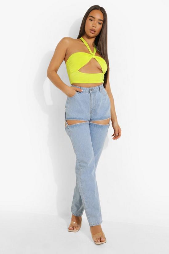 boohoo Straight Jeans With Cut Out Suspender Detail 3
