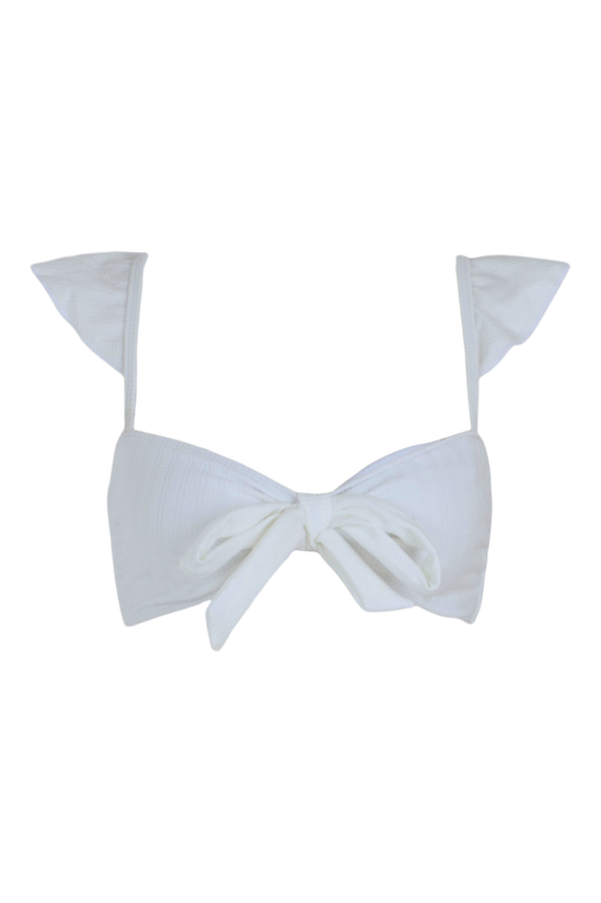 boohoo Bride Textured Bow Front Bikini Crop Top 5